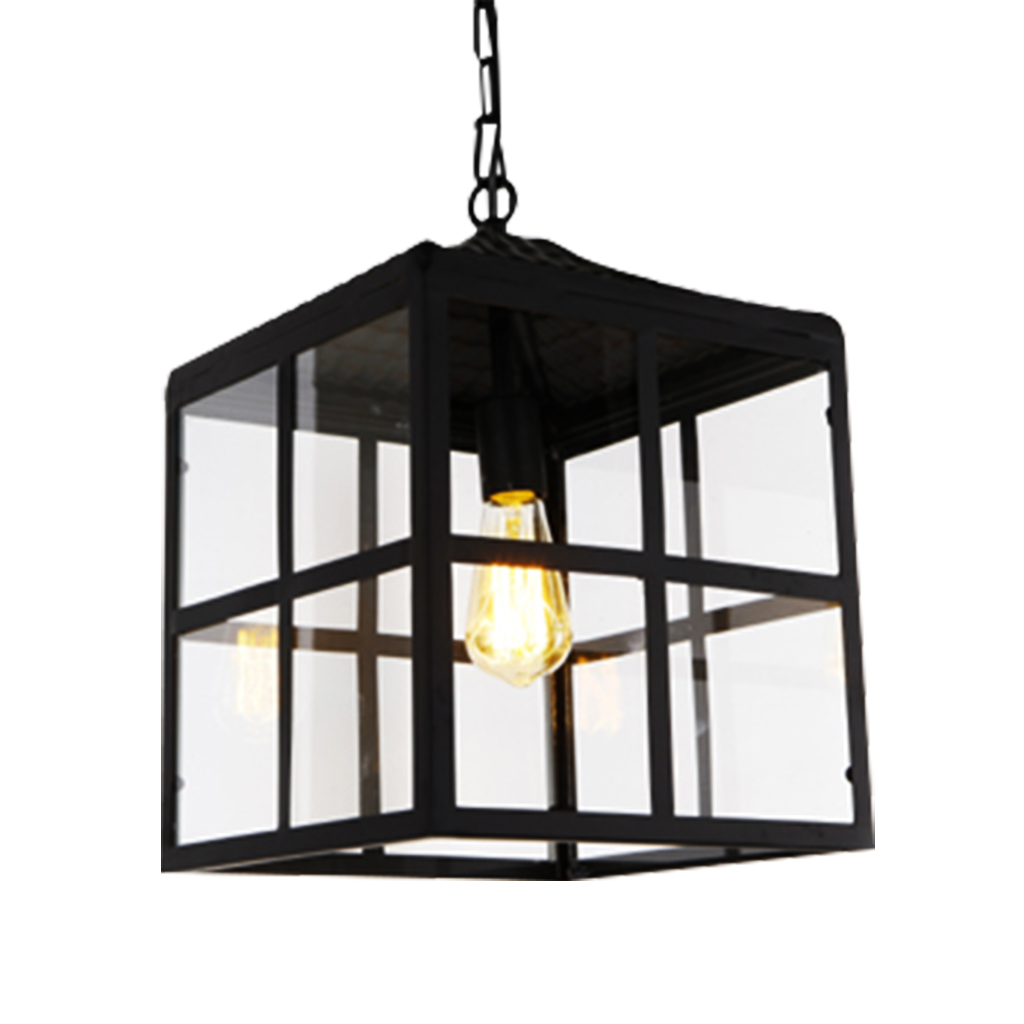 PENDANT FITTING 1LT E27 SQUARE MATT BLACK EBD0105