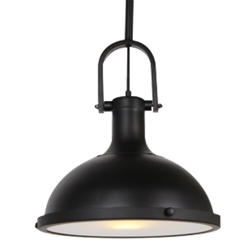 PENDANT FITTING 1LT E27 DOME ENCLOSED FROSTED BLACK EBD0108