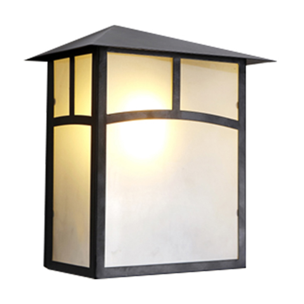 WALL LANTERN 1LT E27 SQUARE FROSTED AGED BLACK EBD0121