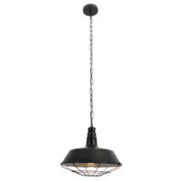 PENDANT FITTING 1LT E27 INDUSTRIAL CAGED MATT BLACK EBD0414