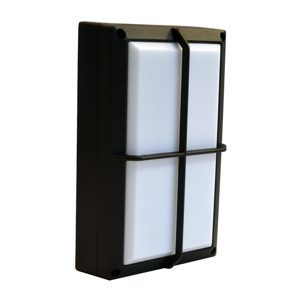 BULKHEAD 1LT E27 RECTANGULAR GRID MEDIUM  BLACK GTL254