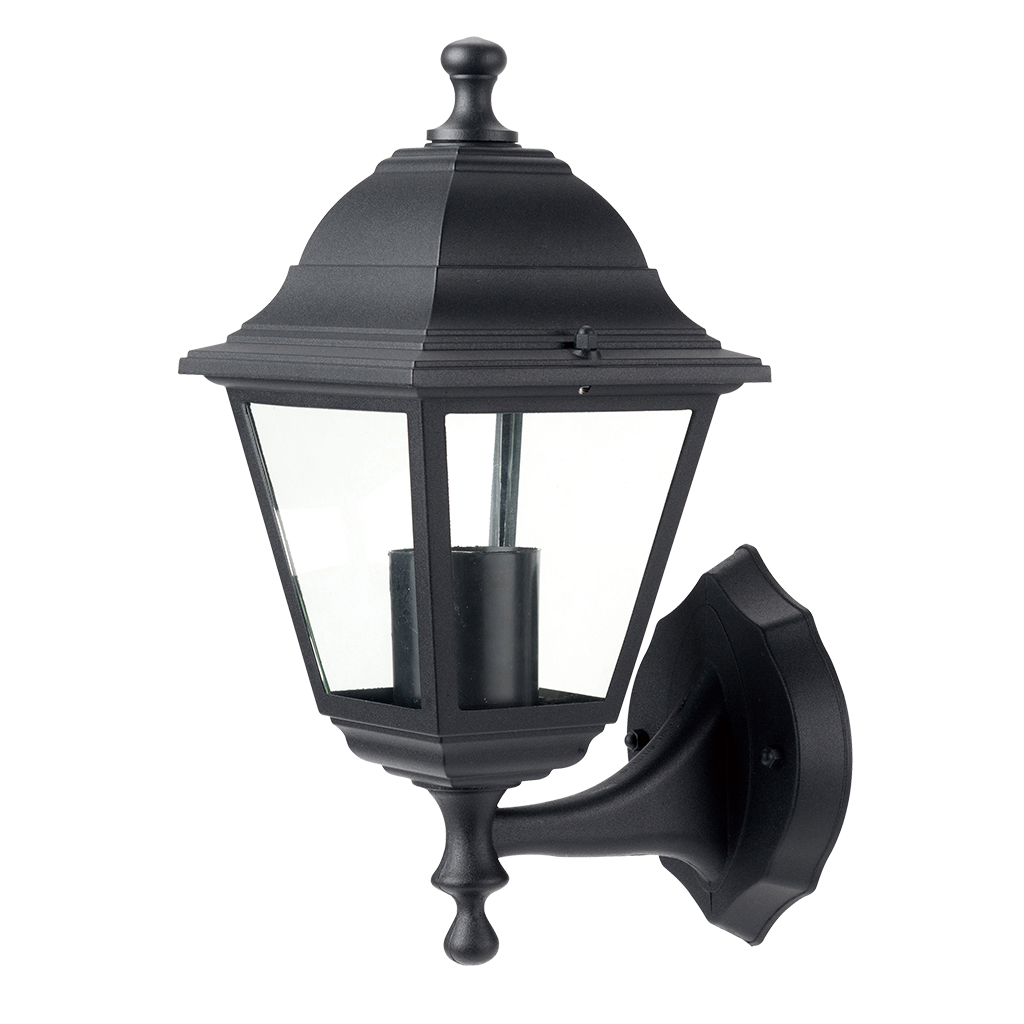 LANTERN WALL UPTURN 1LT E27 4PANEL BLACK GTL319