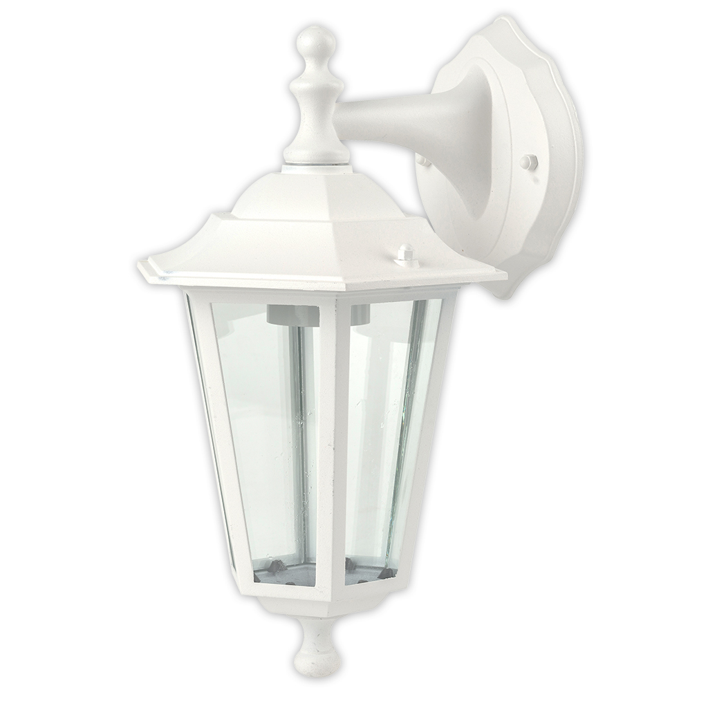 LANTERN WALL DOWNTURN 1LT E27 6PANEL WHITE GTL321