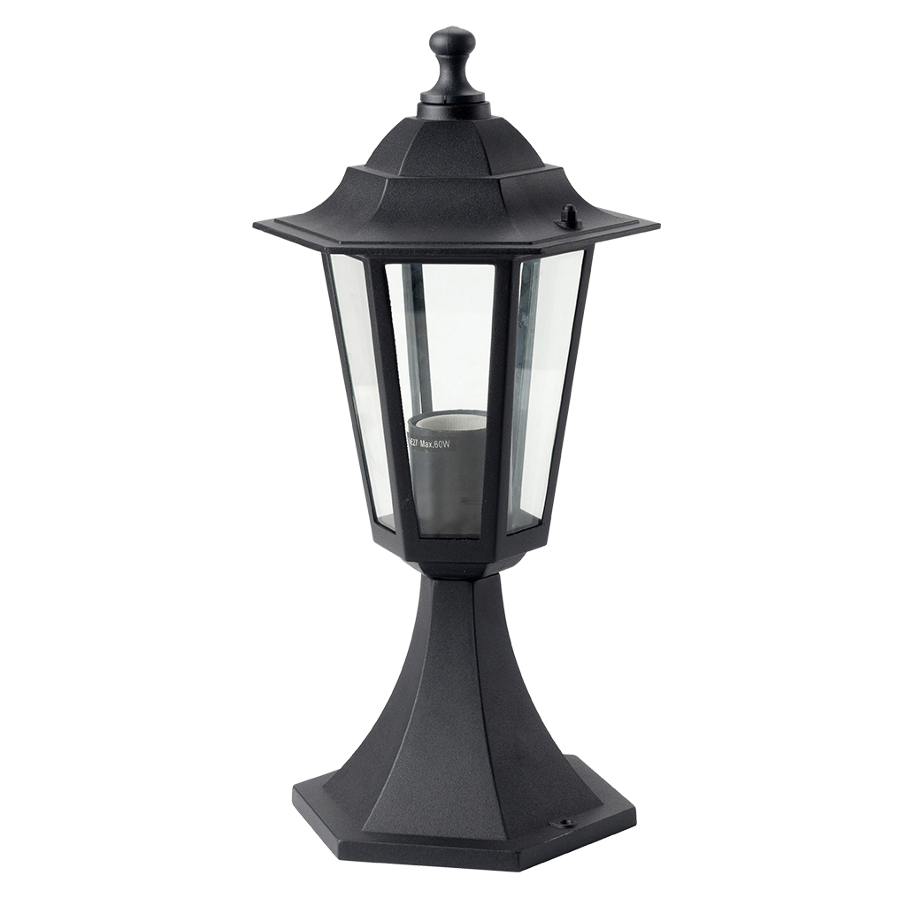 LANTERN PEDESTAL 1LT E27 6PANEL BLACK GTL327