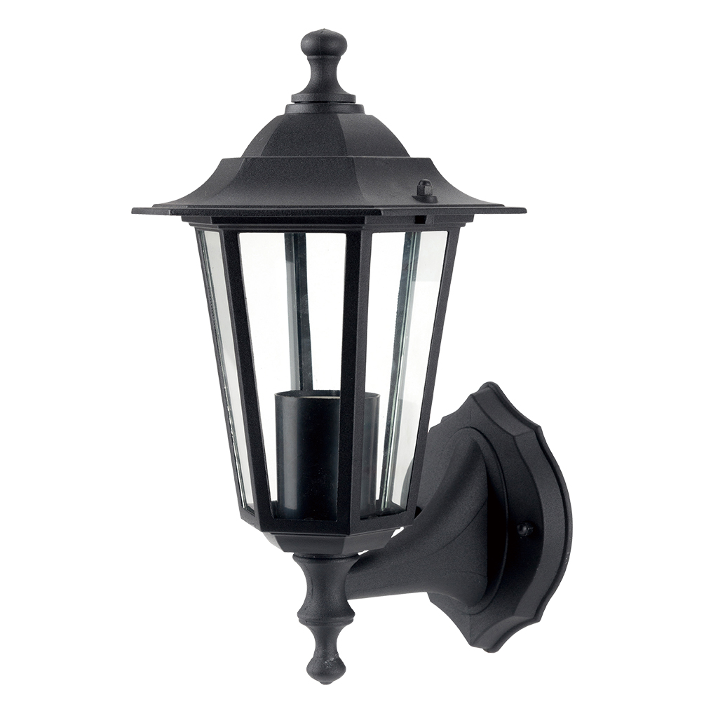 LANTERN WALL UPTURN 1LT 1LT E27 6PANEL BLACK GTL331