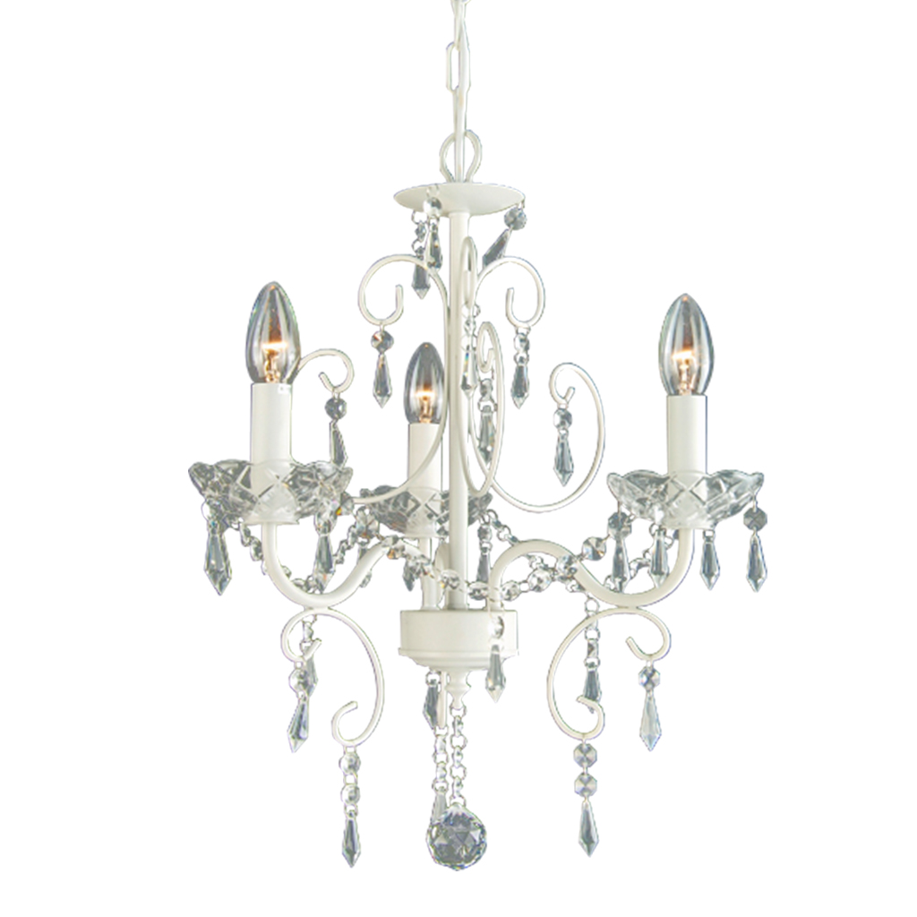 CHANDELIER FITTING 3LT E14 CRYSTAL WHITE KAV9000/3P