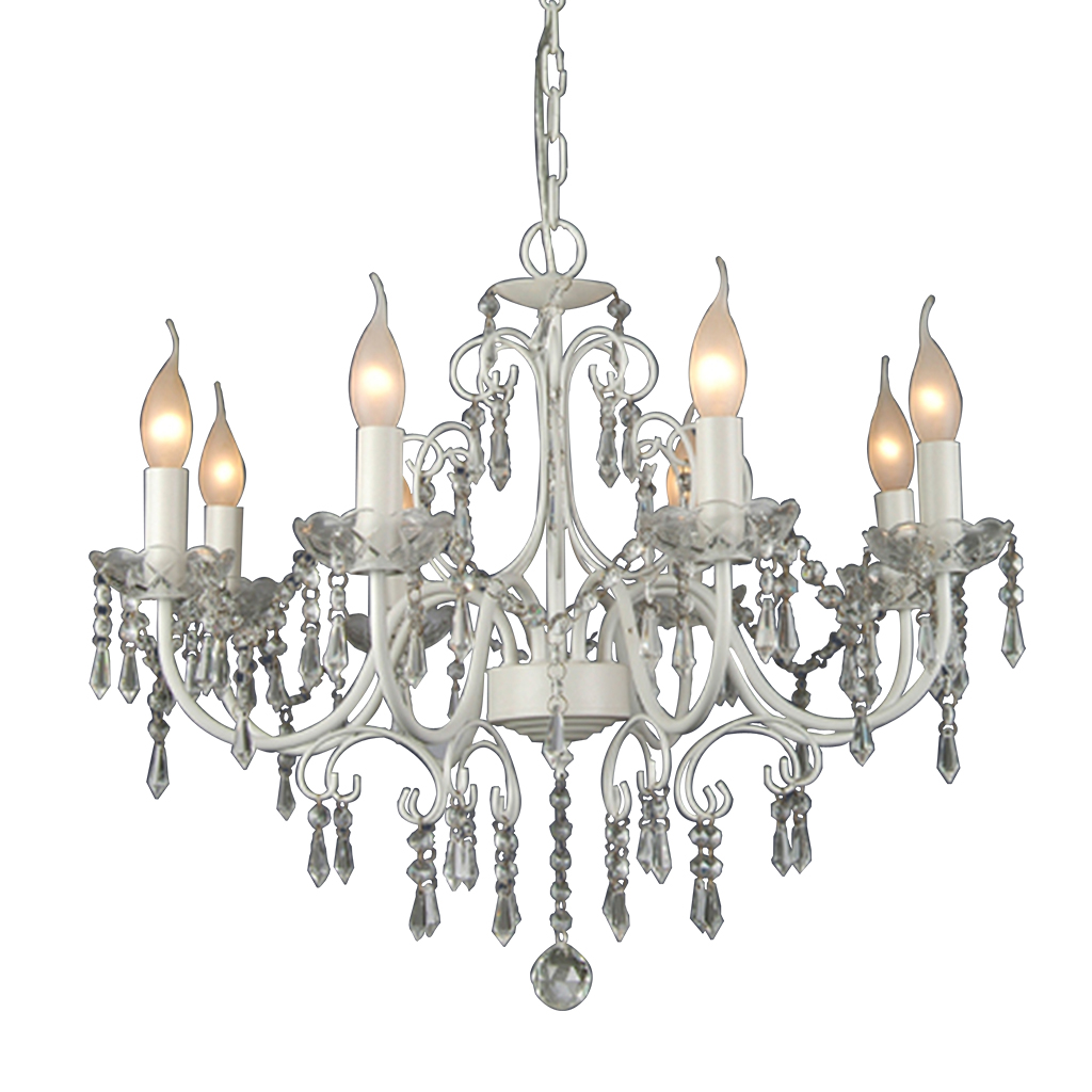 CHANDELIER FITTING 8LT E14 CRYSTAL WHITE KAV9000/8P