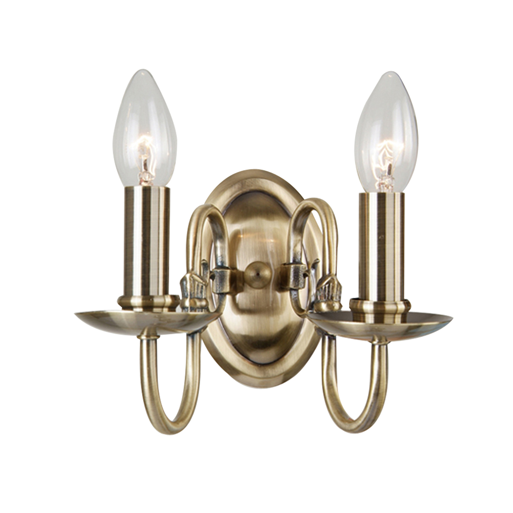 WALL FITTING 2LT E14 ANTIQUE BRASS KAV9001/2P