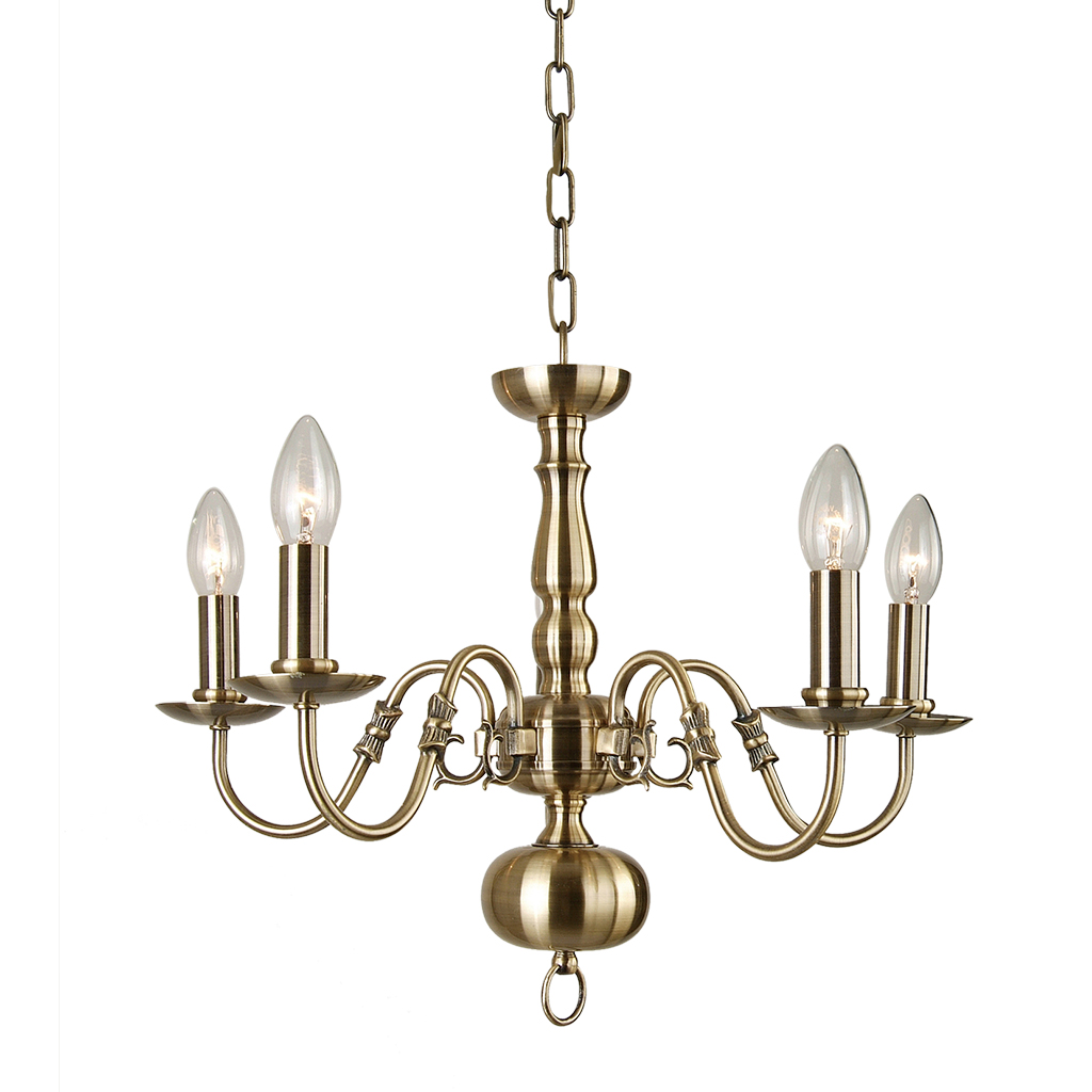 CHANDELIER FITTING 5LT E14 ANTIQUE BRASS KAV9001/5P-AB