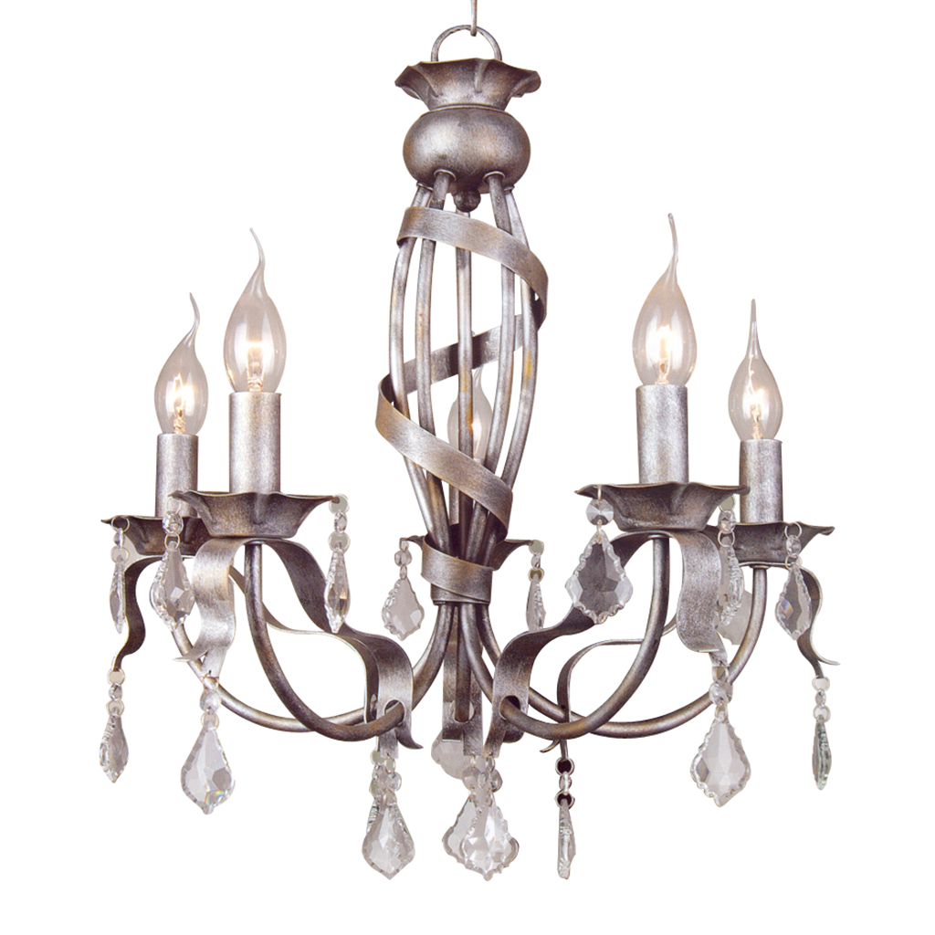 CHANDELIER FITTING 5LT E14 CRYSTAL ANTIQUE SILVER KAV9003/5P