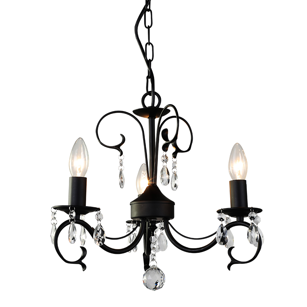 CHANDELIER FITTING 3LT E14 CRYSTAL BLACK KAV9016/3