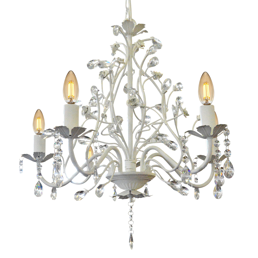 CHANDELIER FITTING 5LT E14 CRYSTAL MATT WHITE KAV9018/5P