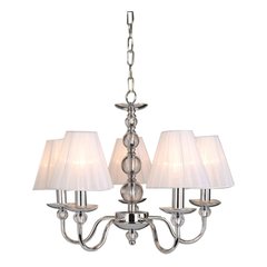 CHANDELIER FITTING 5LT E14 W/SHADES WHITE CHROME  KAV9330/5P WHT SH