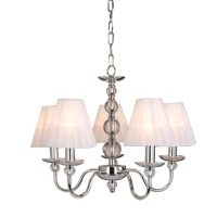 CHANDELIER FITTING 8LT E14 W/SHADES WHITE CHROME KAV9330/8P WHT SH