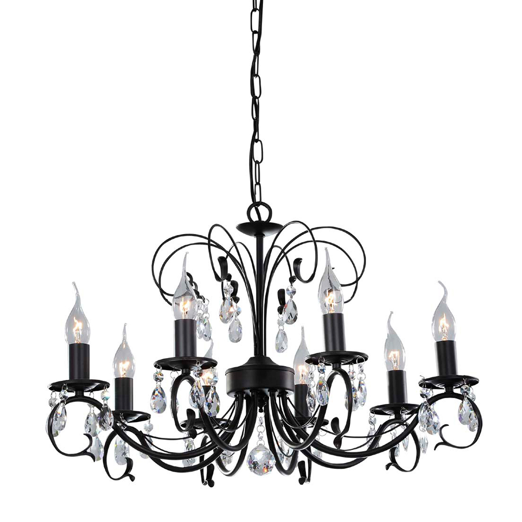 CHANDELIER FITTING 8LT CLEAR BLACK KAV9788/8