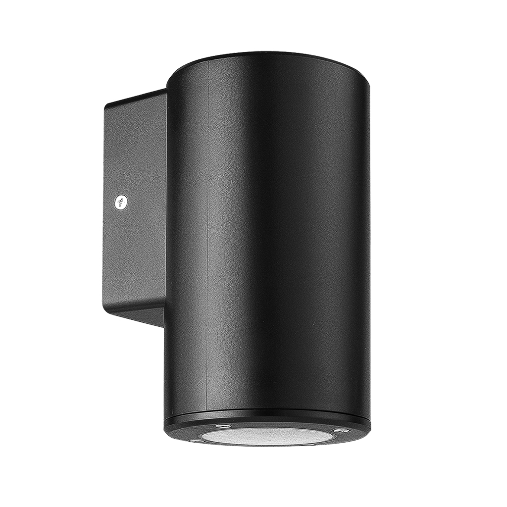 WALL FITTING 1LT GU10 ROUND TUBE IP54 BLACK