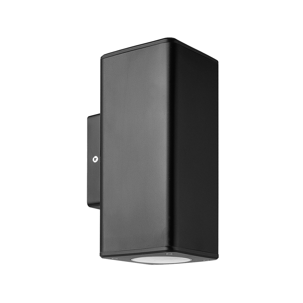 WALL FITTING 2LT GU10 SQUARE TUBE IP54 BLACK