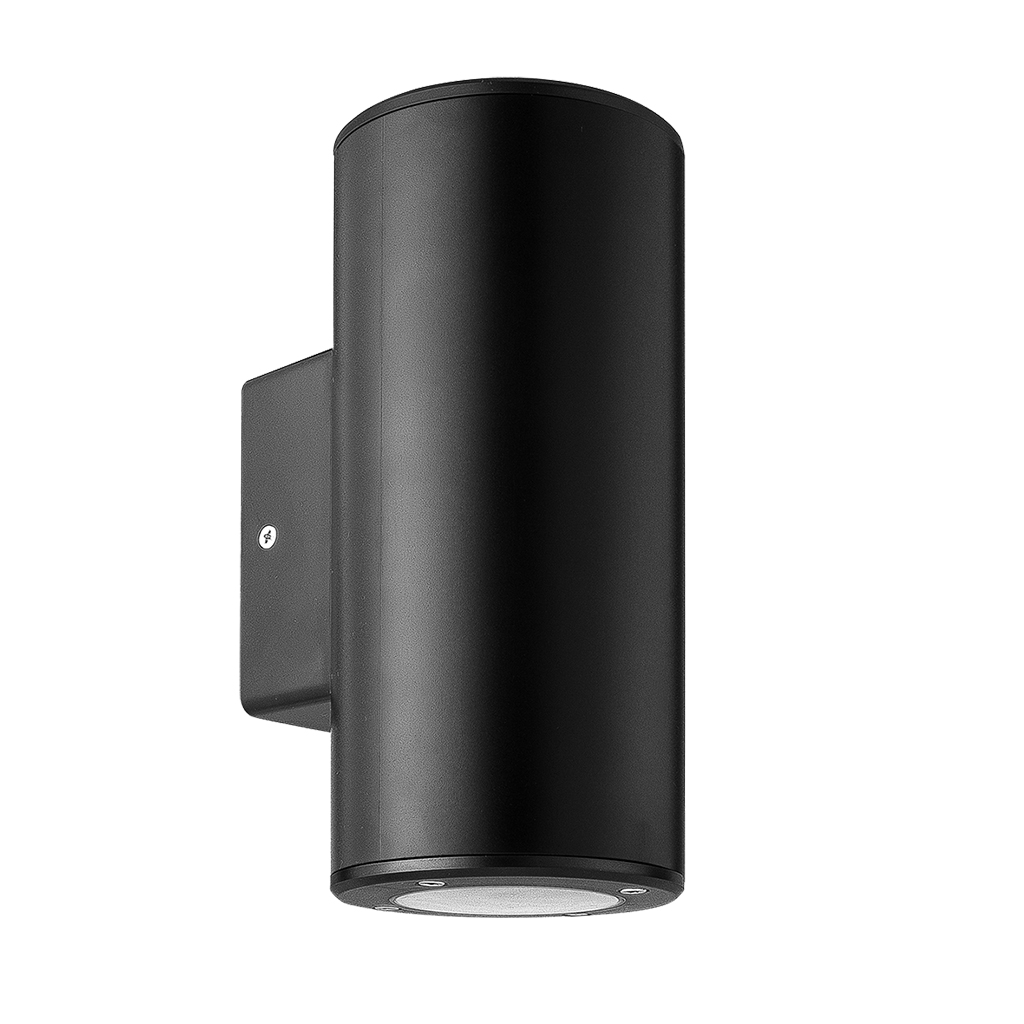 WALL FITTING 2LT GU10 ROUND TUBE IP54 BLACK