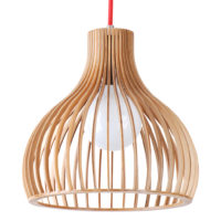 PENDANT FITTING 1LT ES SMALL PEAR WOOD LLG102