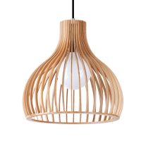 WOODEN PENDANT FITTING 1LT E27 SMALL PEAR - LLG102