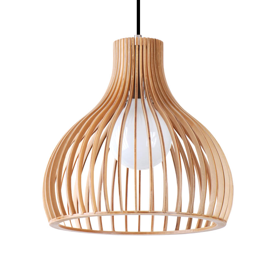 WOODEN PENDANT FITTING 1LT E27 SMALL PEAR - LLG102