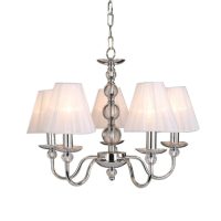 CHANDELIER FITTING 5LT E14 W/SHADES WHITE CHROME - KAV9330/5P WHT SH