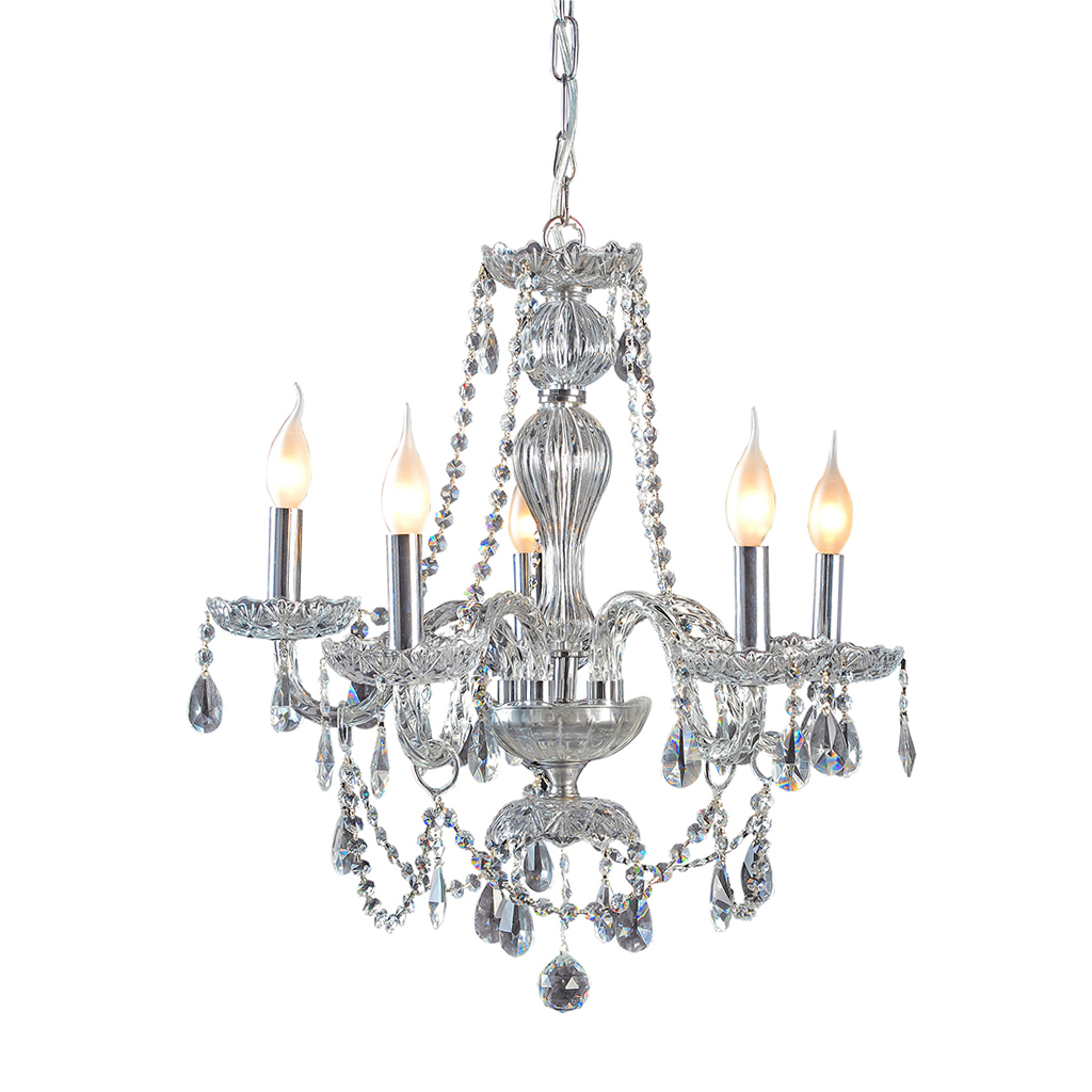 CHANDELIER FITTING 5LT 60W E14 CRYSTAL CHROME