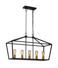 5 Light Pendant Fitting in gold and black for indoor purposes