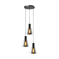 3 Light Matt Black Pendant