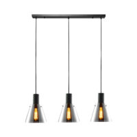 3-Light Row Matt Black Pendant