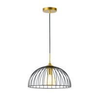 Gold Cup & Black Shade Pendant Fitting