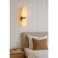 WALL LIGHT BRASS - TUBE SHAPE WITH ALABASTER-INSPIRED FINISH - EBD0514