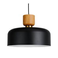 PENDANT FITTING SANDY BLACK WITH WOOD - EBD7127/04