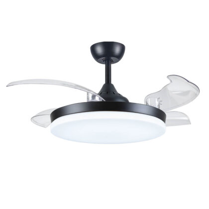 RETRACTABLE FAN – 4 BLADE, 36W LED, 6 SPEED+REMOTE, 3CCT, BLACK – MADISON – LTG106/04