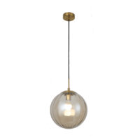 PENDANT FITTING, 300MM GLASS BALL, ANTIQUE COPPER & COGNAC - KAV429/300/10