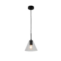 PENDANT FITTING, 200X300MM, SATIN BLACK+CLEAR GLASS CONE - KAV432/04