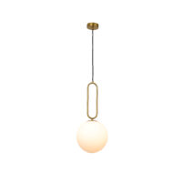 PENDANT FITTING, 300X620MM, COPPER+MILKY WHITE GLASS BALL - KAV434/10