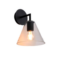 WALL LIGHT, E27, SATIN BLACK+CLEAR GLASS CONE - KAV452/04
