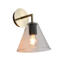 WALL LIGHT, E27, ANTIQUE BRASS+CLEAR GLASS CONE - KAV452/36
