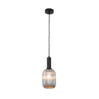 PENDANT FITTING ,140X320MM, MATT BLACK+SMOKEY GLASS - KAV427/04