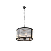 PENDANT FITTING, 4 LIGHT, MATT BLACK & GLASS - KAV9039/04