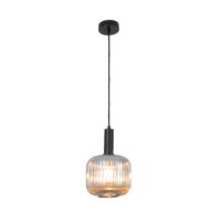 PENDANT FITTING, 200X300MM, MATT BLACK+SMOKEY GLASS - KAV428/04