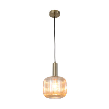PENDANT FITTING, 200X300MM, ANTIQUE BRASS+AMBER GLASS – KAV428/36