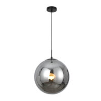 PENDANT FITTING, 400MM GLASS BALL, MATT BLACK & SMOKEY - KAV429/400/04