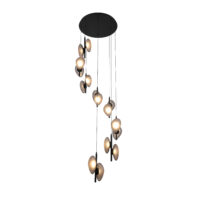 PENDANT FITTING LED 80W 600X2000MM MATT BLACK+SMOKEY GLASS 3CCT - KAV910/16P