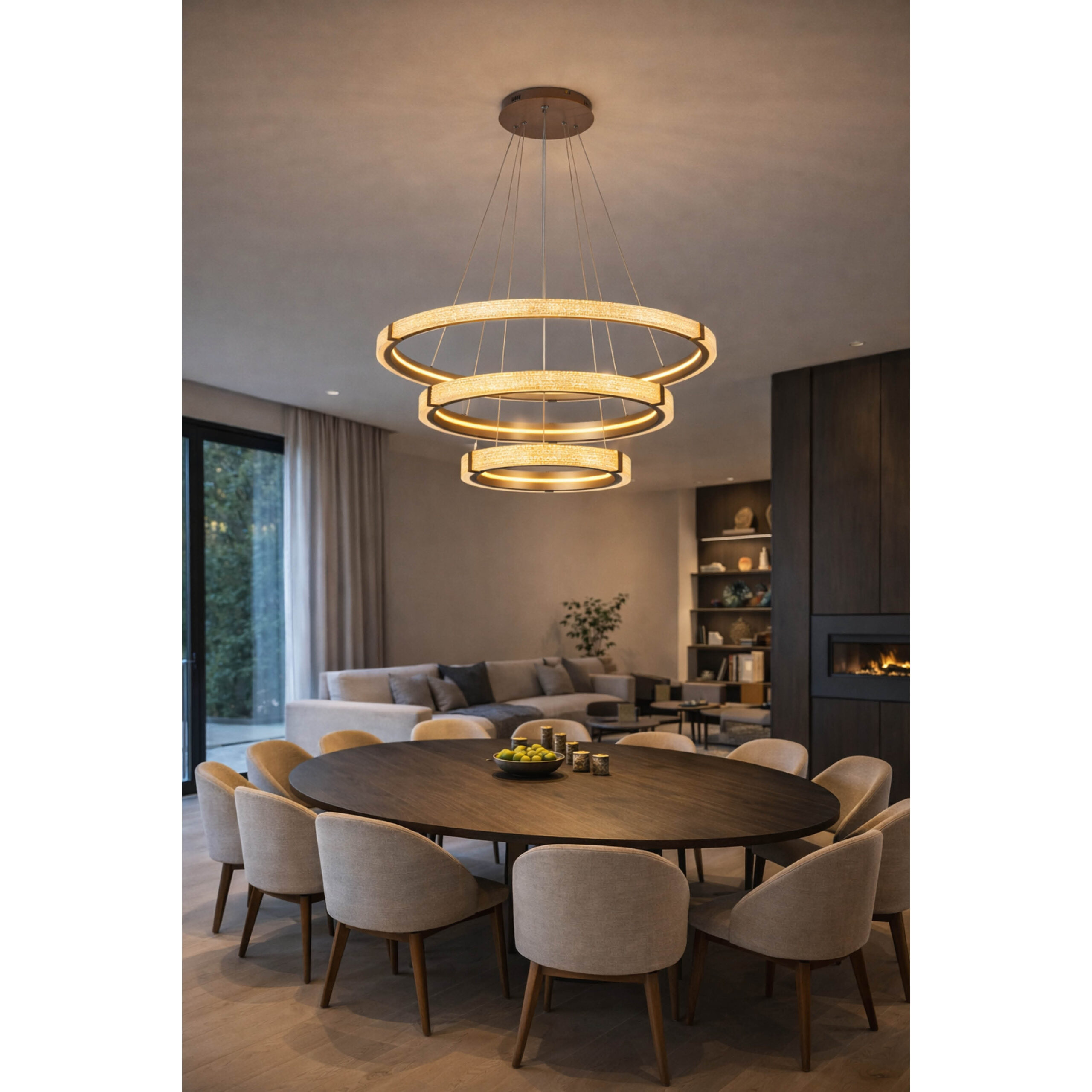 PENDANT FITTING LED 70W 800X600X400X1500MM CHAMPAGNE GOLD 3CCT DIM - KAV920/3P - Image 2