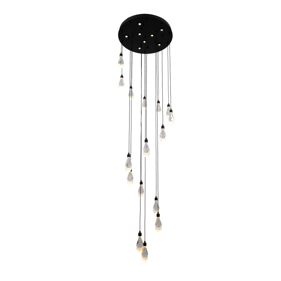 PENDANT FITTING, LED 50W 500X2500MM, SAND BLACK/CRYSTAL 3CCT - KAV908/16+8P