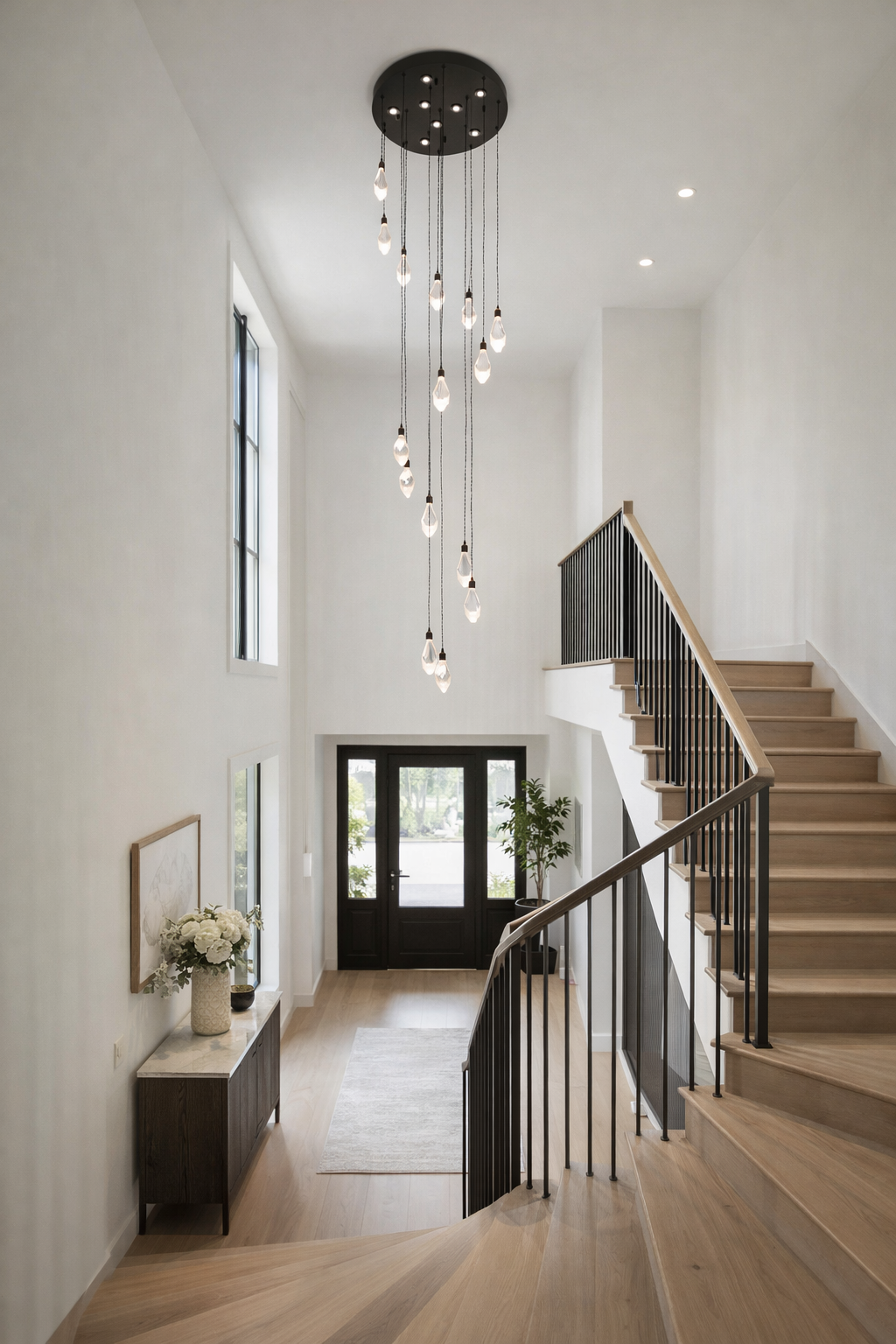 PENDANT FITTING, LED 50W 500X2500MM, SAND BLACK/CRYSTAL 3CCT - KAV908/16+8P - Image 2