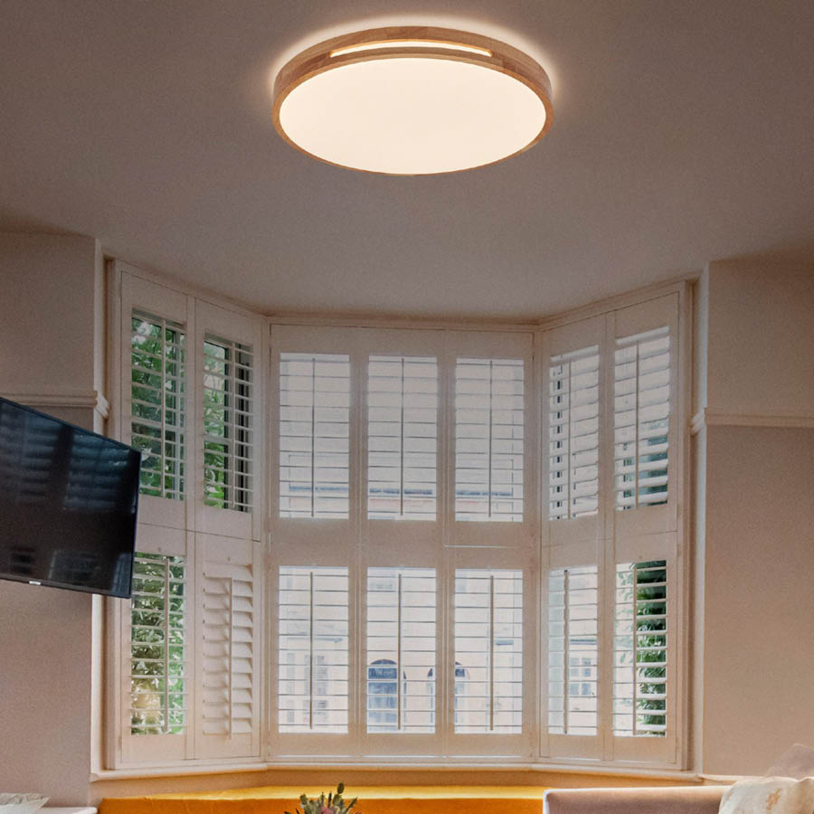 LED CEILING FITTING WOODBURY - 24W 3CCT OAK WOOD - ASG155/3CCT - Image 2