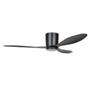 FLUSH-MOUNT CEILING FAN - 3 BLADE, 22W LED, 6 SPEED+REMOTE, 3CCT, BLACK - HUGO - LTG120/04